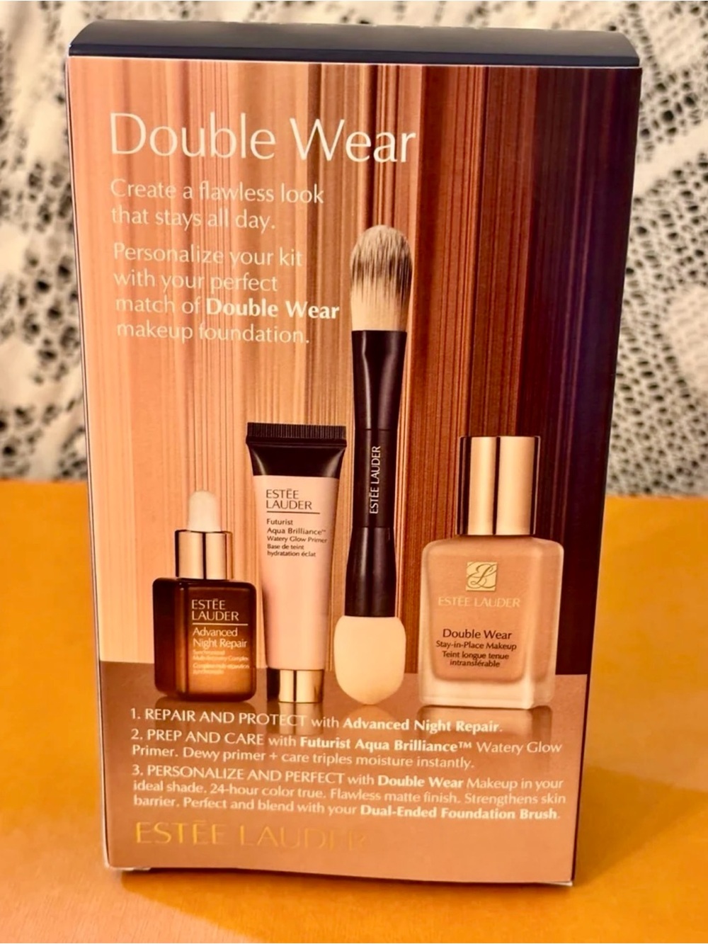 NIB Estee Lauder Double Wear Wheat 3N2 Foundation Kit